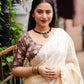 Cream Poly Silk Ethnic Motifs Saree with Unstitched Blouse - Hiral Fashion | Swadesiicart