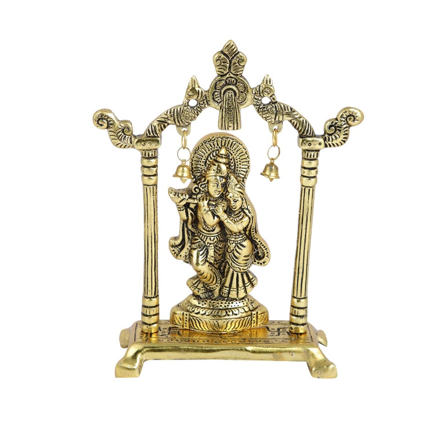 Collectible India Metal Gold-Polished Radha Krishna Idol - Swadesiicart