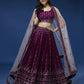 House of Panchhi Women Burgundy Pure Georgette Sequinse Embroidered Lehenga & Blouse, Dupatta | Swadesiicart