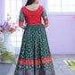 Jyoti Fashion Women's Bottle Green Patola with Foil Print Dola Silk Anarkali Dress | Swadesiicart