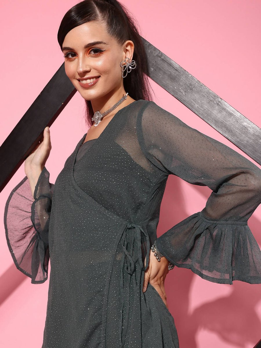 Ahalyaa Women's Traditional Wear Co-ods - Grey | Swadesiicart
