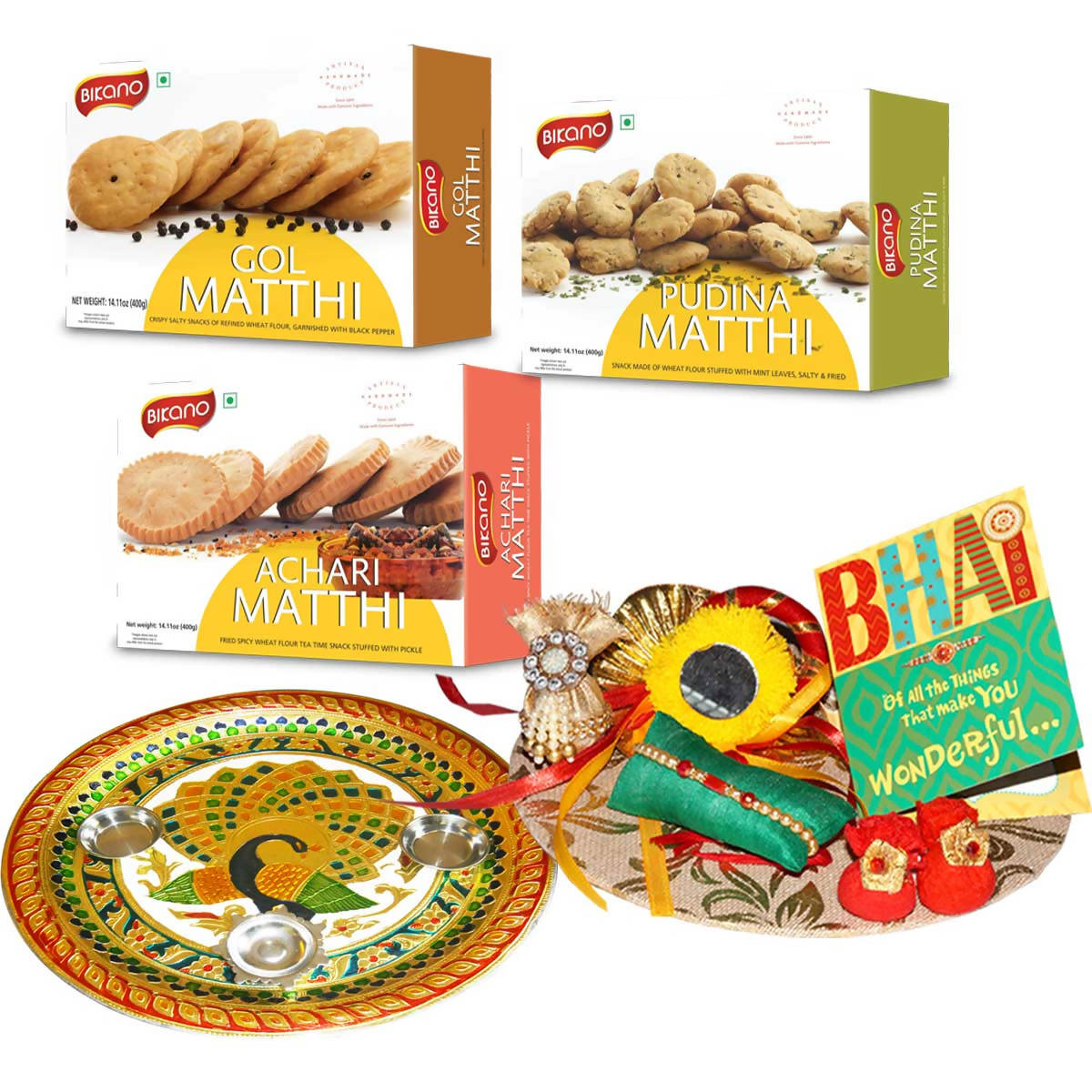 Bikano Mathi Magic Rakhi Puja Thali Gifts - Bikanervala