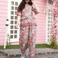 Red Rayon Floral Printed Top with Matching Bottom - Eesha - Swadesiicart