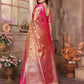Anaita Pink Tissue Silk With Zari Weaving Saree With Blouse
