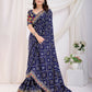 Blue Vichitra Silk Bandhani Printed, Embroidery Work Saree - Ditya