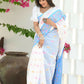 Beatitude White Slub Cotton Floral Jamdani Saree