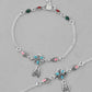 VOJ Set of 2 Traditional Stone Studded Flower Shaped Anklet - Swadesiicart
