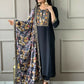Partywear Designer Viscos Chanderi Black Stitched Suit With Dupatta - Tanisha | Swadesiicart