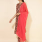 Janasya Women's Brown Crepe Digital Floral Printed Festive Straight Kurta Set | Swadesiicart
