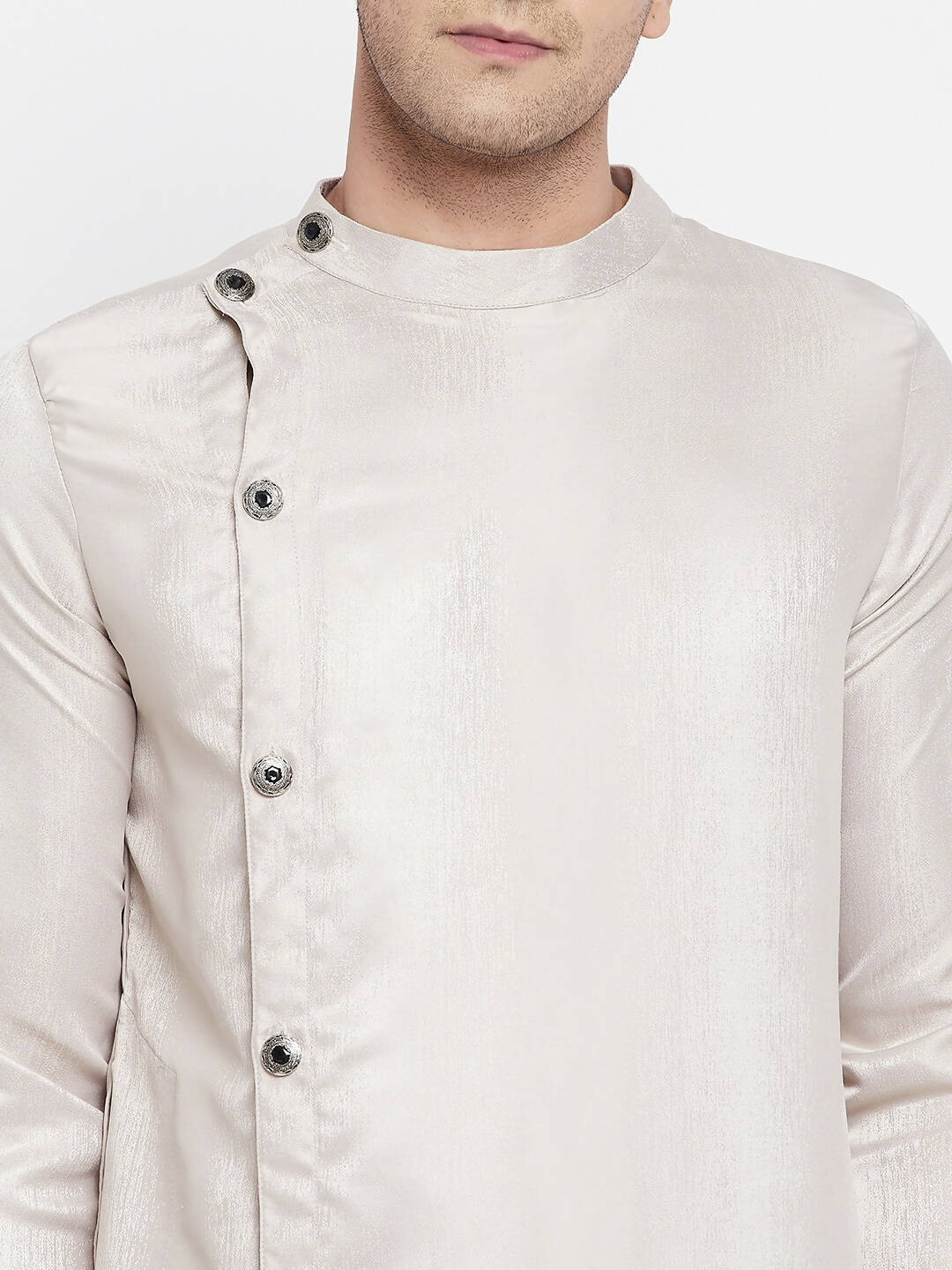 Even Apparels Beige Rayon Men's Sherwani Kurta With Asymetrical Cut | Swadesiicart
