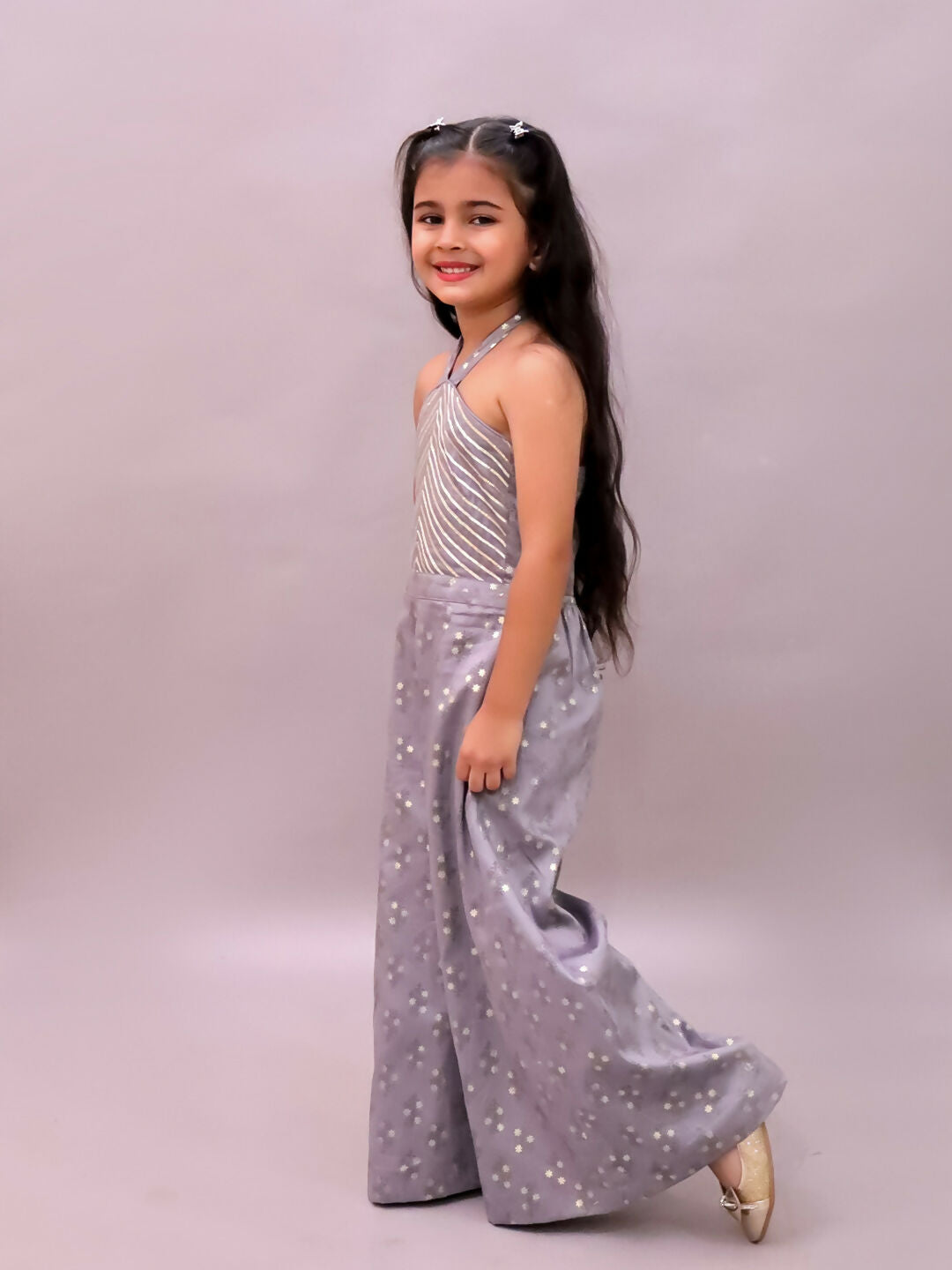 Lil Drama Mehfil Grey Stylish Jumpsuit For Girls | Swadesiicart