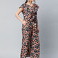 Ahalyaa Women Black Crepe Digital Print Top with Palazzo Set | Swadesiicart