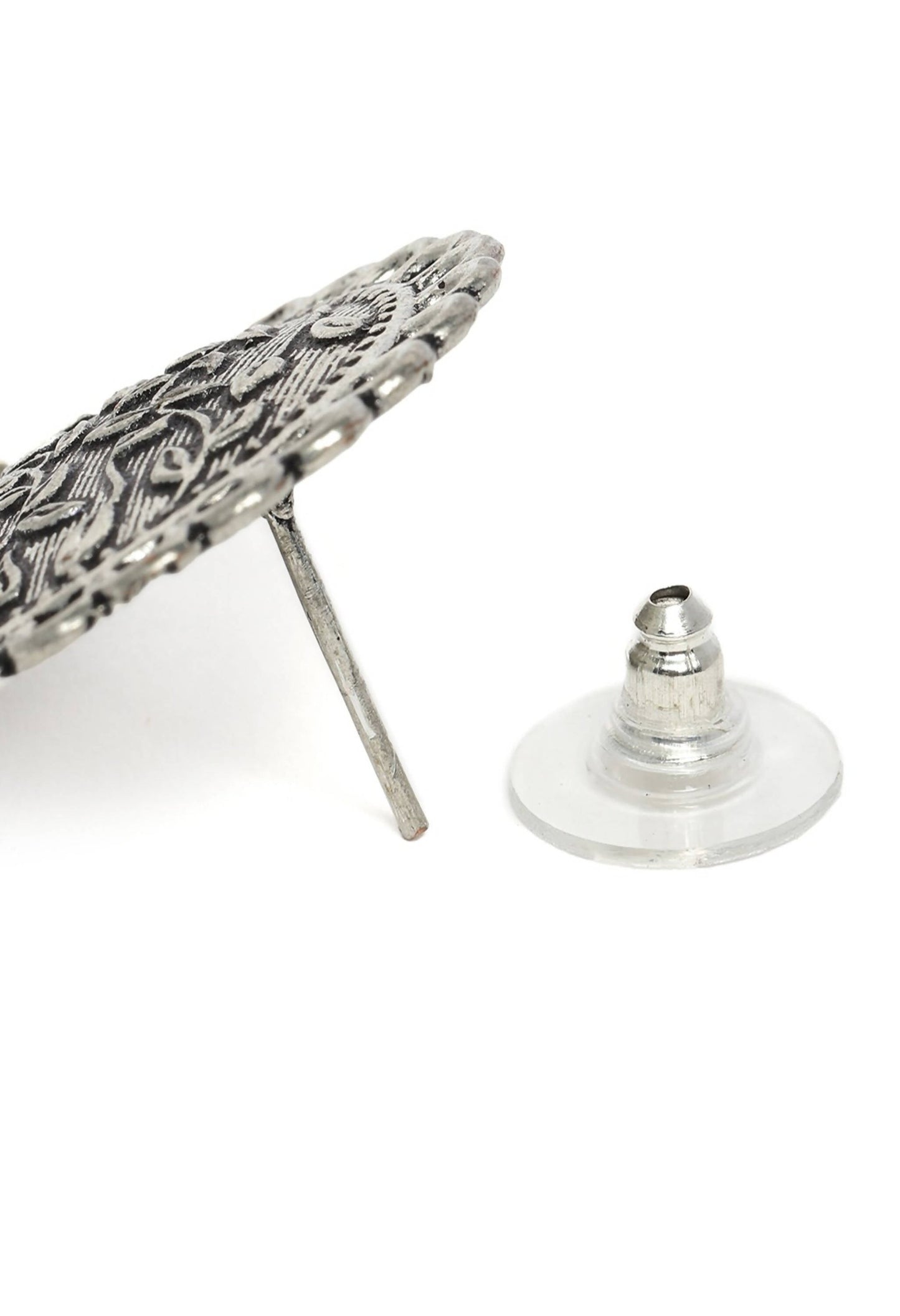 Mominos Fashion Johar Kamal Oxidised Silver Plated Stud Earrings - Swadesiicart