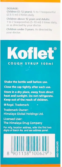 Himalaya Herbals - Koflet Cough Syrup - Swadesiicart