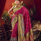 Vishnu Weaves Women's Wine Paithani Silk Saree with Blouse - Swadesiicart