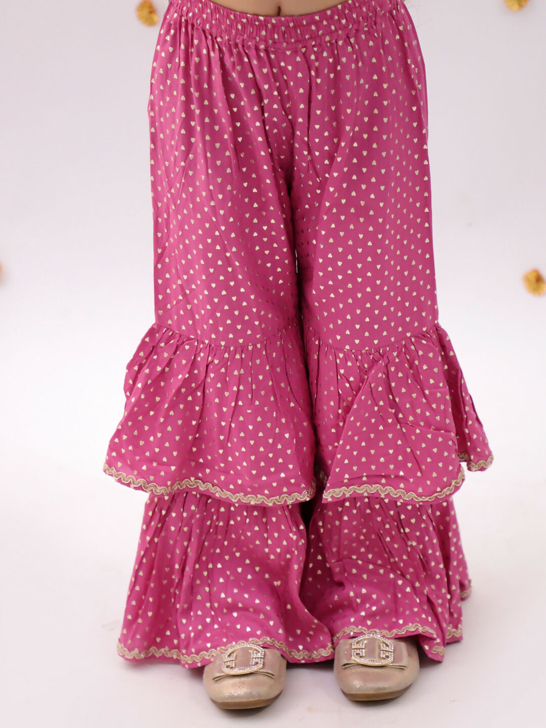 Lil Drama Khilkhilahat Pink Crop Top and Flare Pant Set For Girls | Swadesiicart