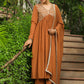 Janasya Brown Georgette Yoke Embroidery Kurta,Bottom & Dupatta | Swadesiicart