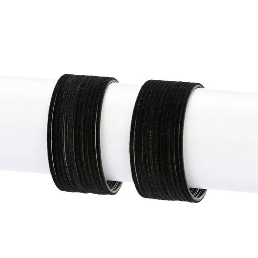 Afast Designer Fancy Party Velvet Bangle/ Kada Set, Black, Metal, Pack Of 48 - Swadesiicart