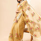Beige Organza Floral Embroidered Saree with Unstitched Blouse Piece - Roozal