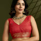 Vishnu Weaves Women's Chiku Muga Cotton Thread Woven Butti with Blouse - Swadesiicart