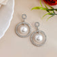 VOJ Women Sliver-Plated Pearl Stainless Steel Circular Studs Earrings - Swadesiicart