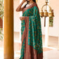 Joban Fashion Teal Green Crepe Chiffon Pure Handloom Banarasi Silk Saree | Swadesiicart