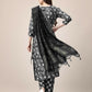 Jyoti Fashion Women's Black Rayon Print with Embroidery & Fancy Lace Work Kurta with Trouser & Dupatta | Swadesiicart
