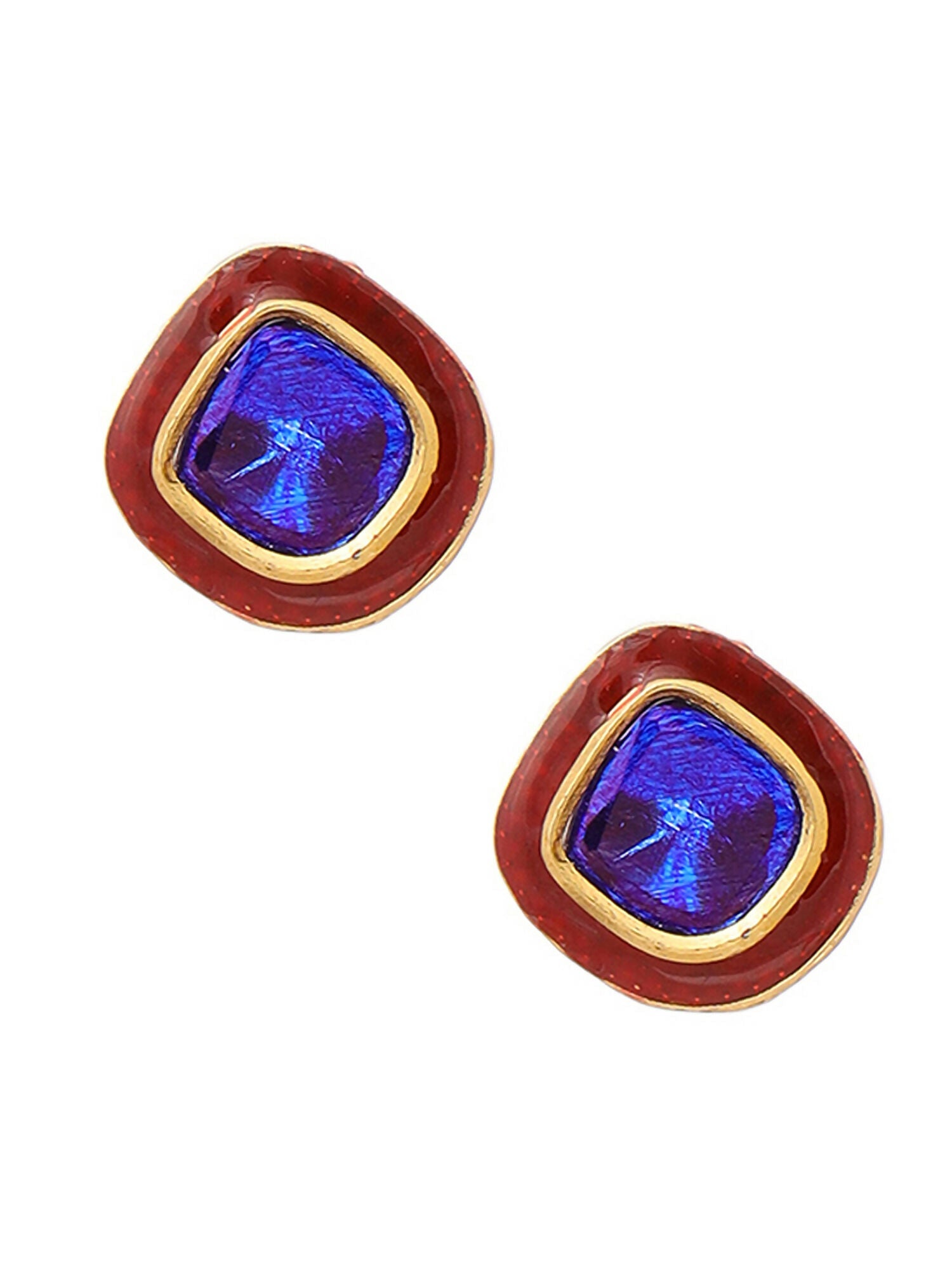 Ruby Raang Multi Blue Kundan Studs | Swadesiicart