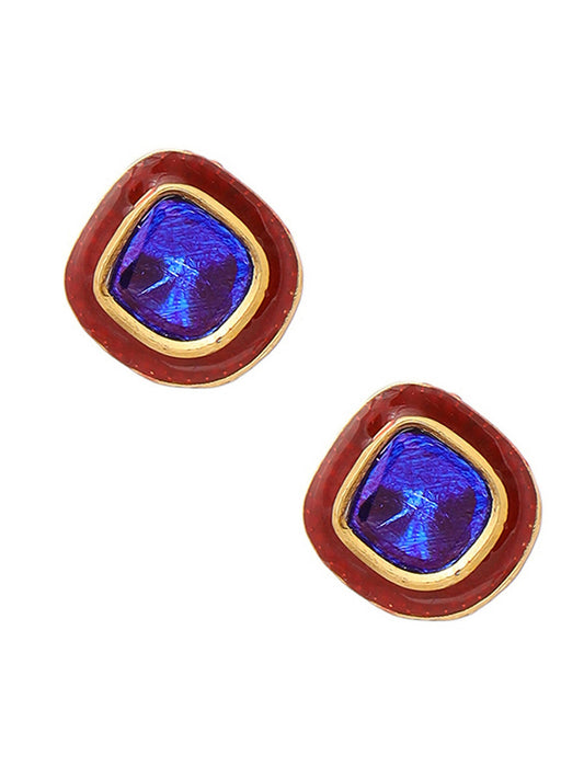 Ruby Raang Multi Blue Kundan Studs | Swadesiicart