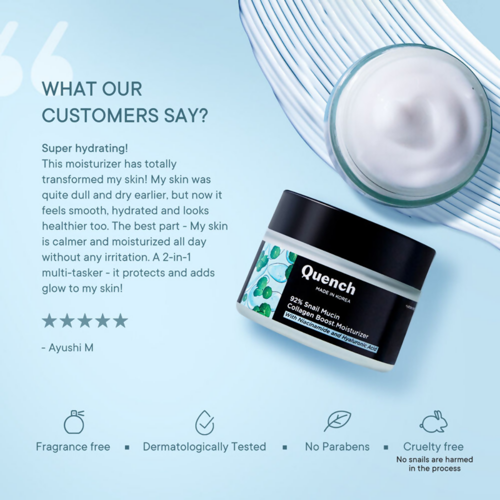 Quench 92% Snail Mucin Collagen Boost Moisturizer | Swadesiicart