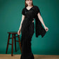 Black Imported Crush Solid Ready to Wear Saree with stitched Blouse - Aayan | Swadesiicart
