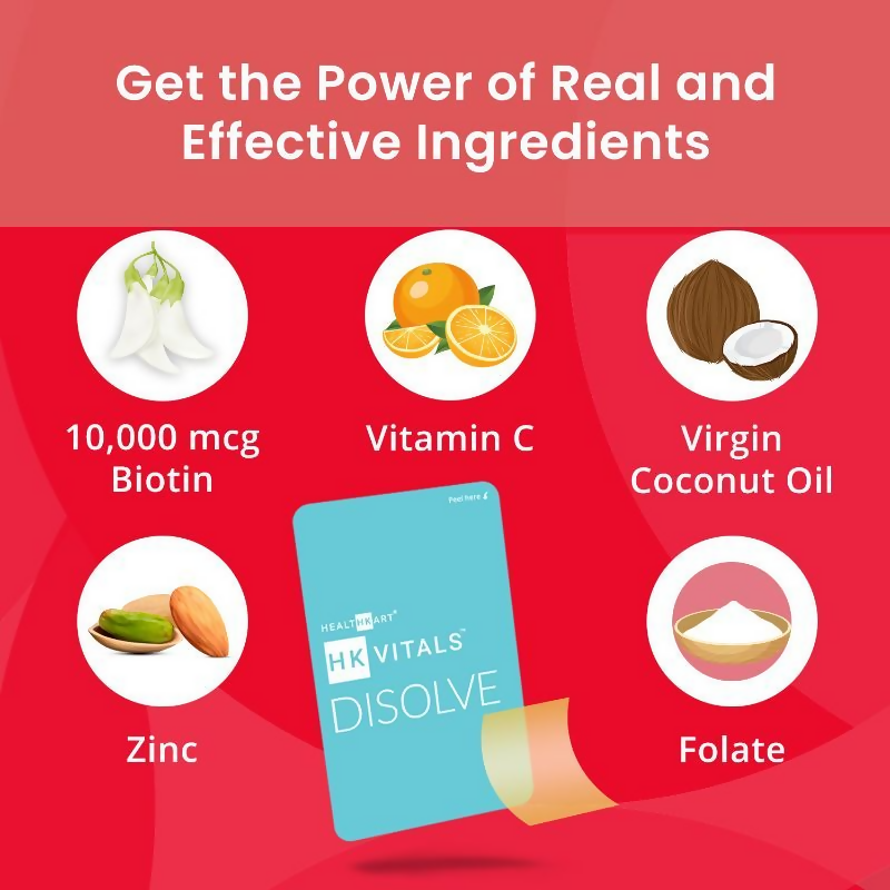 HK Vitals Disolve Biotin Strips - Mango Flavour | Swadesiicart