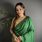 Joban Fashion Emerald Green Banarasi Soft Lichi Silk Checks & Woven Saree | Swadesiicart