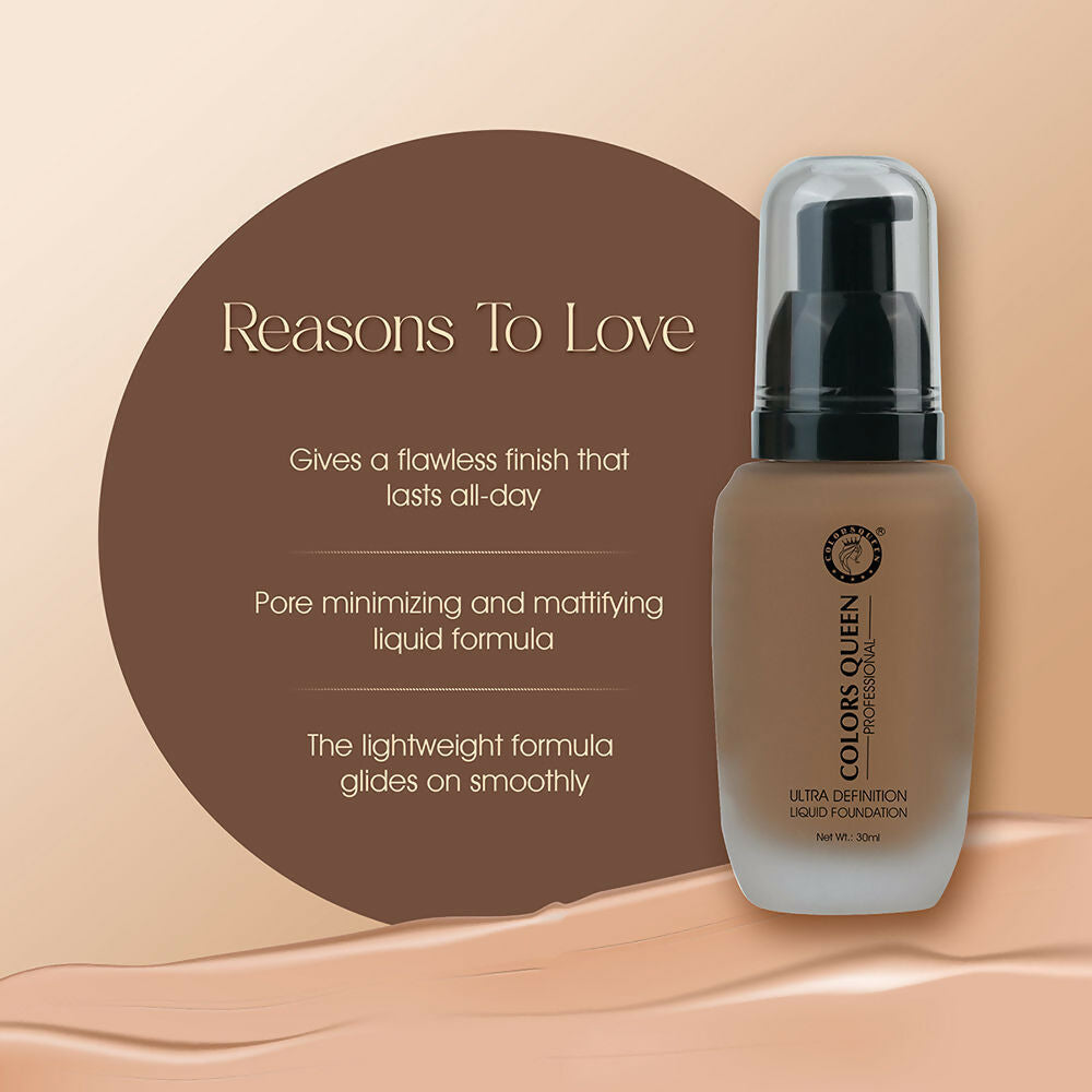 Colors Queen Ultra Definition Liquid Foundation - Caramel | Swadesiicart