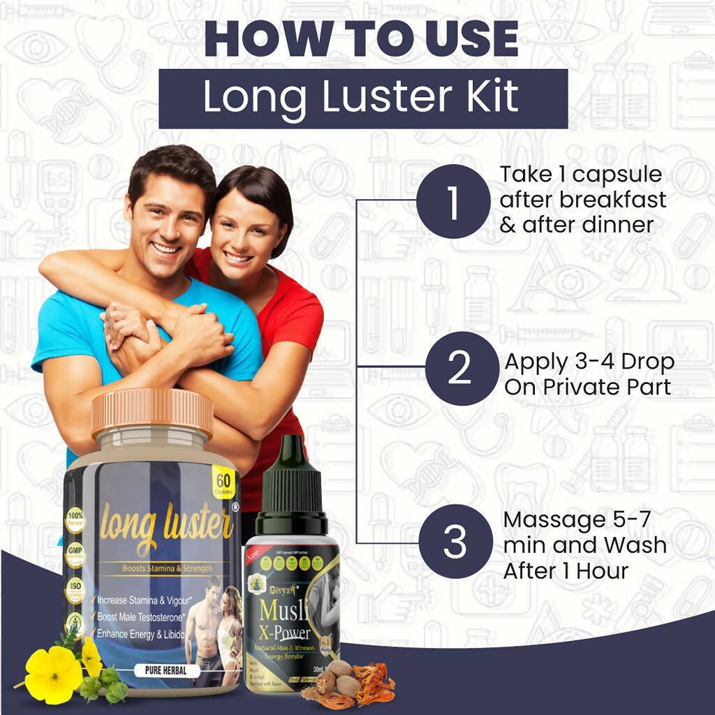 Divya Shree Long Luster Capsule & Musli X-Power Oil Combo - Swadesiicart
