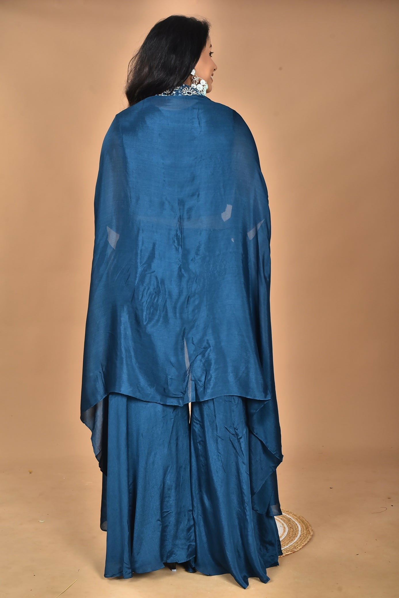 Morchari Women And Hand Embroidery Palazzo Set-Blue - Swadesiicart