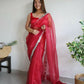 Vamsee Vanshika Red Organza Saree - Swadesiicart