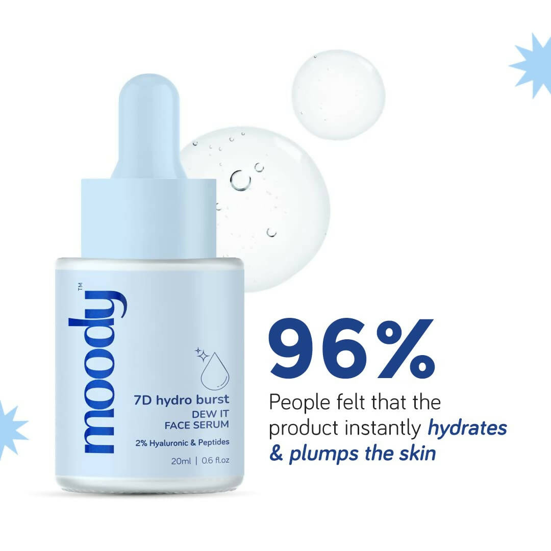 Moody 7D Hydro Burst Face Serum with 2% Hyaluronic & Peptides - Swadesiicart