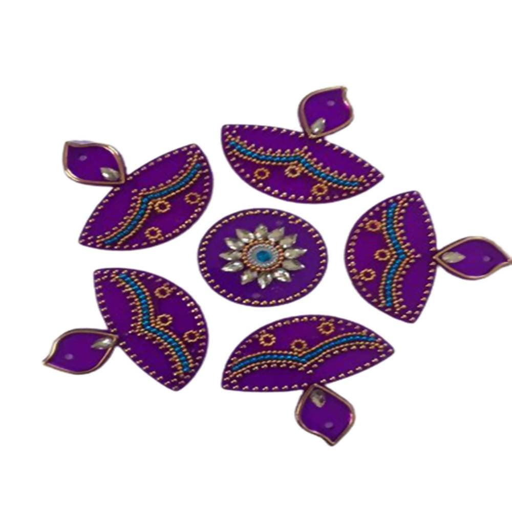Kundan HandiKrafts Handcrafted Violet Colour Kundan Rangoli - Aahana - The Bliss Store