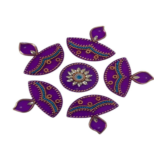 Kundan HandiKrafts Handcrafted Violet Colour Kundan Rangoli - Aahana - The Bliss Store