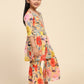 Alakhi Studio Girls Floral Georgette Printed V-Neck Kurta With Sharara - Mustard