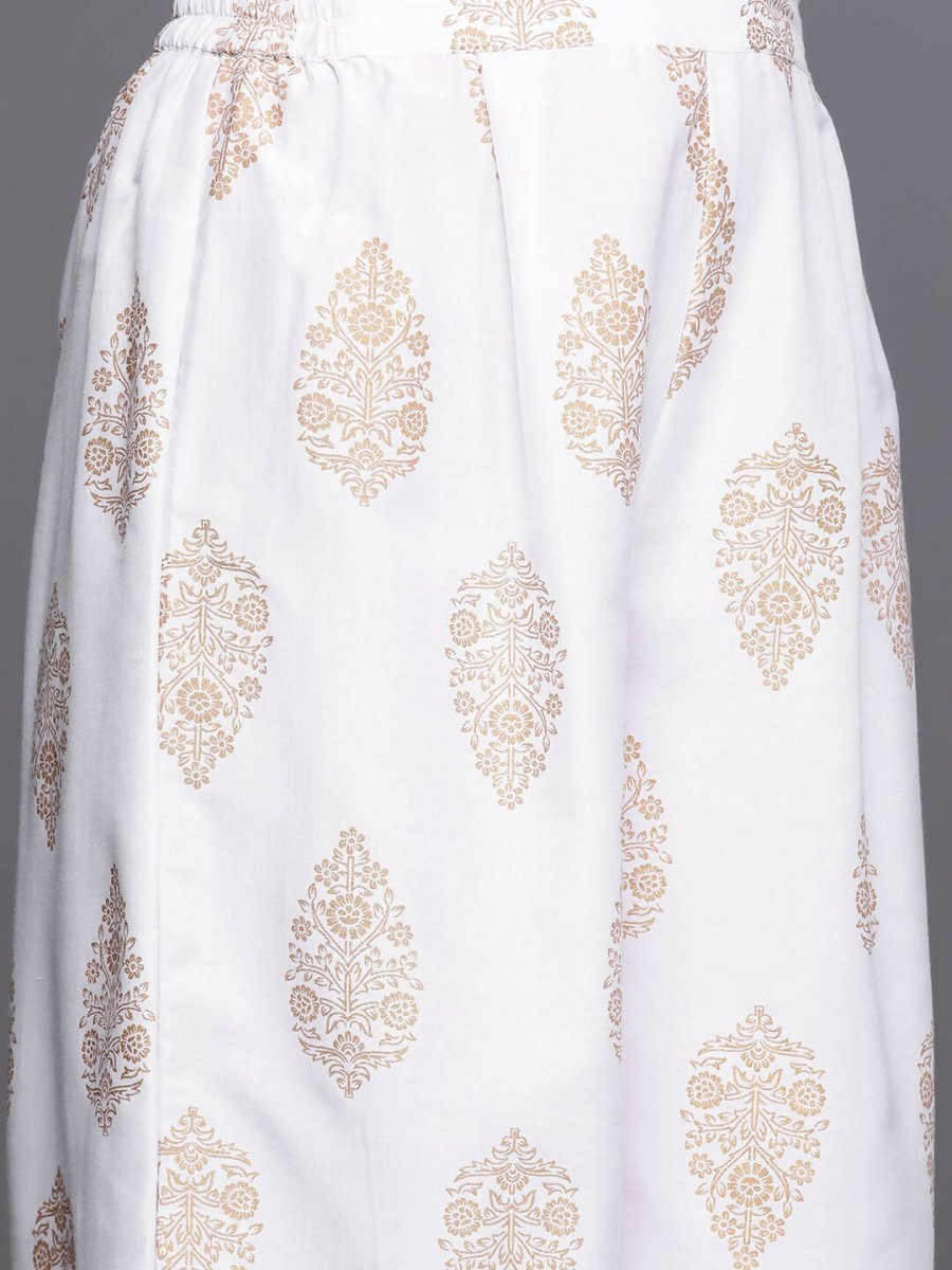 Ahalyaa Women's Traditional Wear Co-ods - White - Swadesiicart