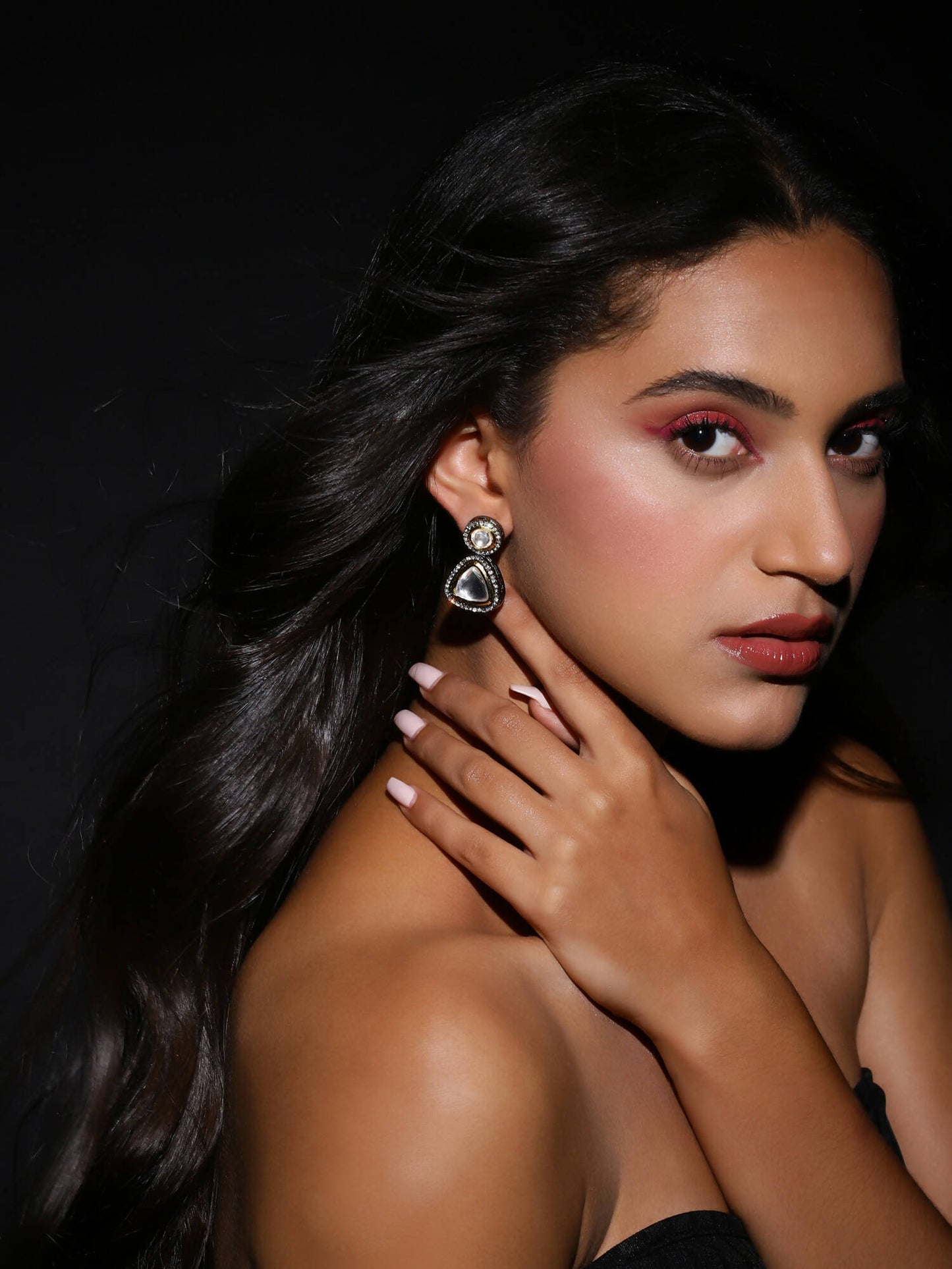 Silver-Plated Contemporary Drop Earrings - Ruby Raang - Swadesiicart