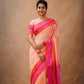 Exclusive Collection Light Orange Beautiful Khadi Cotton Handloom Saree - Swadesiicart