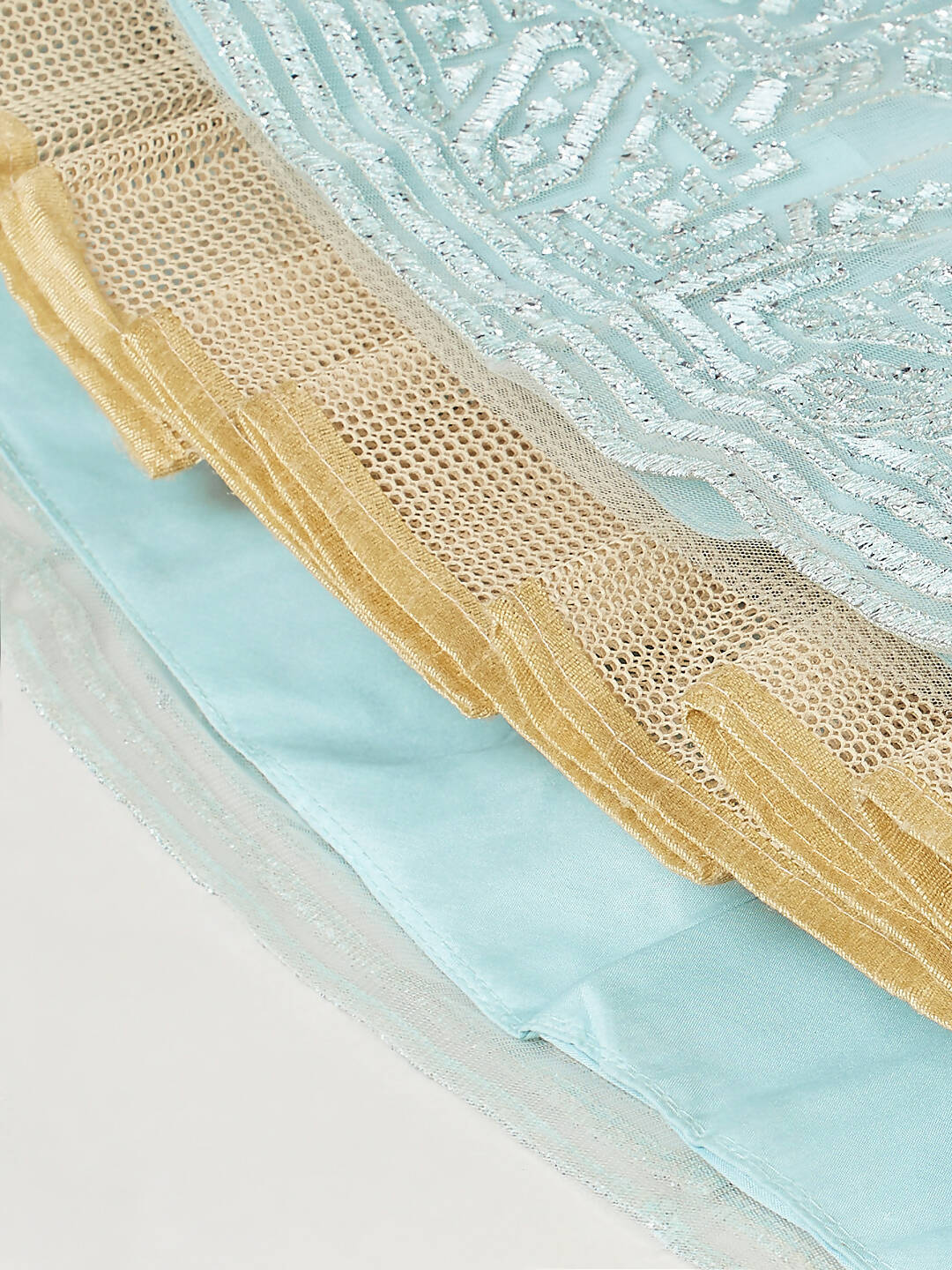 House of Panchhi Turquoise Blue Net Gotapatti Work Lehenga & Blouse, Dupatta | Swadesiicart