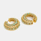 Ruby Raang Gold Polished Green Round Kundan Loops | Swadesiicart