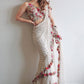 Lorenvalley Fashion White Faux Georgette Ruffle Saree with Fancy Sequence work & Blouse - Swadesiicart