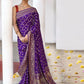 Joban Fashion Purple Crepe Chiffon Pure Handloom Banarasi Silk Saree | Swadesiicart