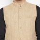 Even Apparels Beige Linen Men Woven Nehru Jacket LN719 | Swadesiicart