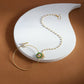 Gold-Polished Green White Kundan Studded Beaded Chained Nosepin - Ruby Raang | Swadesiicart